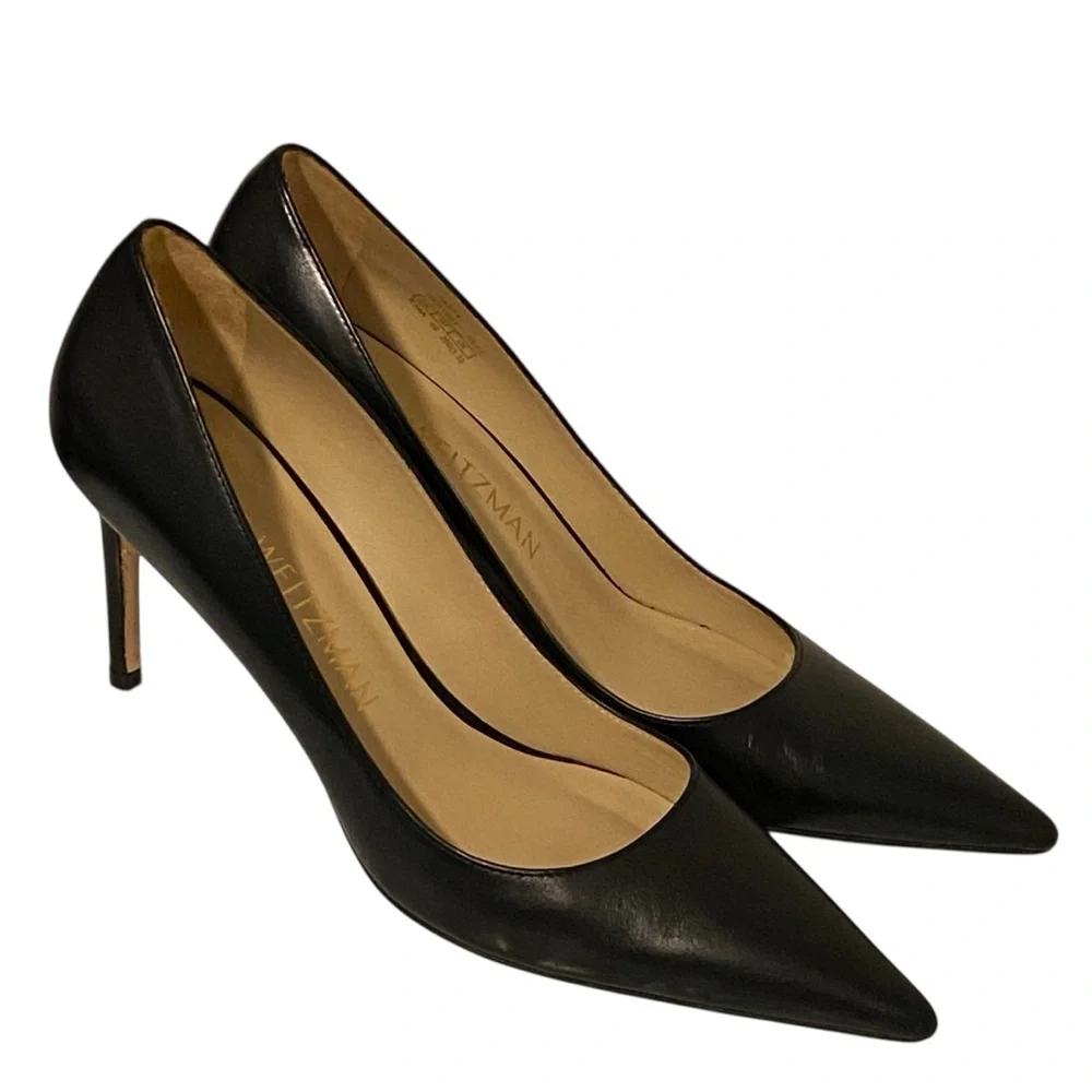 Stuart Weitzman Power 85 Pointed Toe Black Pumps Sz 9.5 AA - Picture 8 of 13